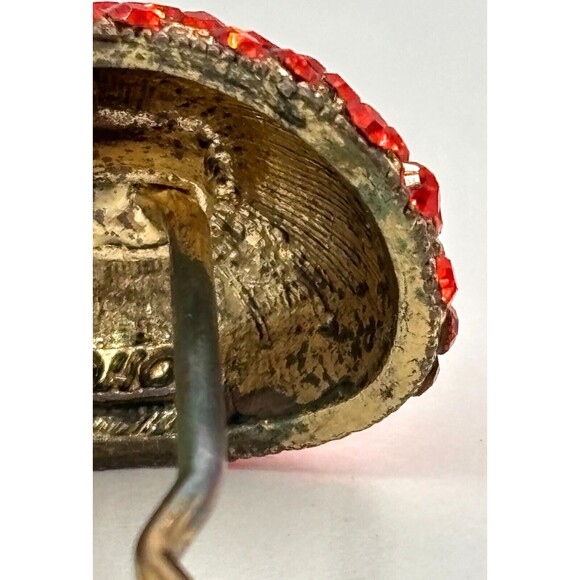 Vintage SOHO Signed‎ Hair Stick Red Crystal Mushroom Jewelry Gold Tone Metal HTF - Picture 9 of 16